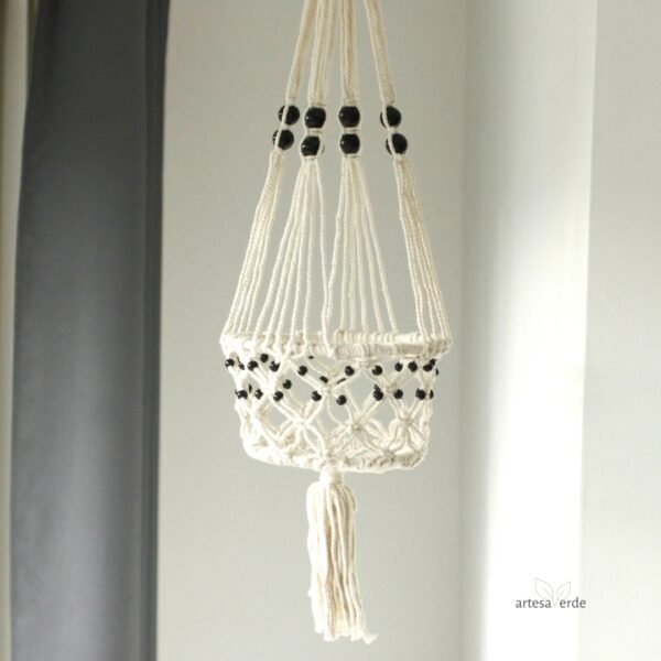 Macetero de Macrame Grande con Cuentas - Imagen 5