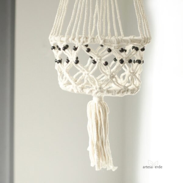 Macetero de Macrame Grande con Cuentas - Imagen 3